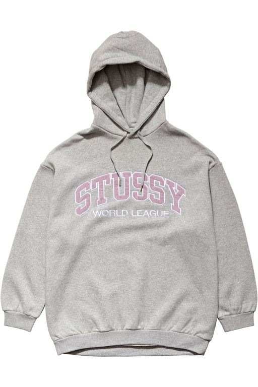 Stussy Womens World League OS BF Hoodie Grey - KELFQ3681